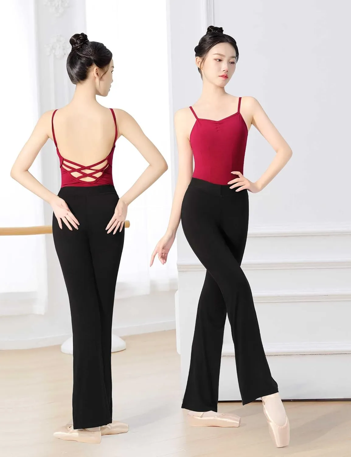 Women's Black Flared Pants Breathable Modal Legging for Ballet/Gymnastics/Yoga/Daily Wear