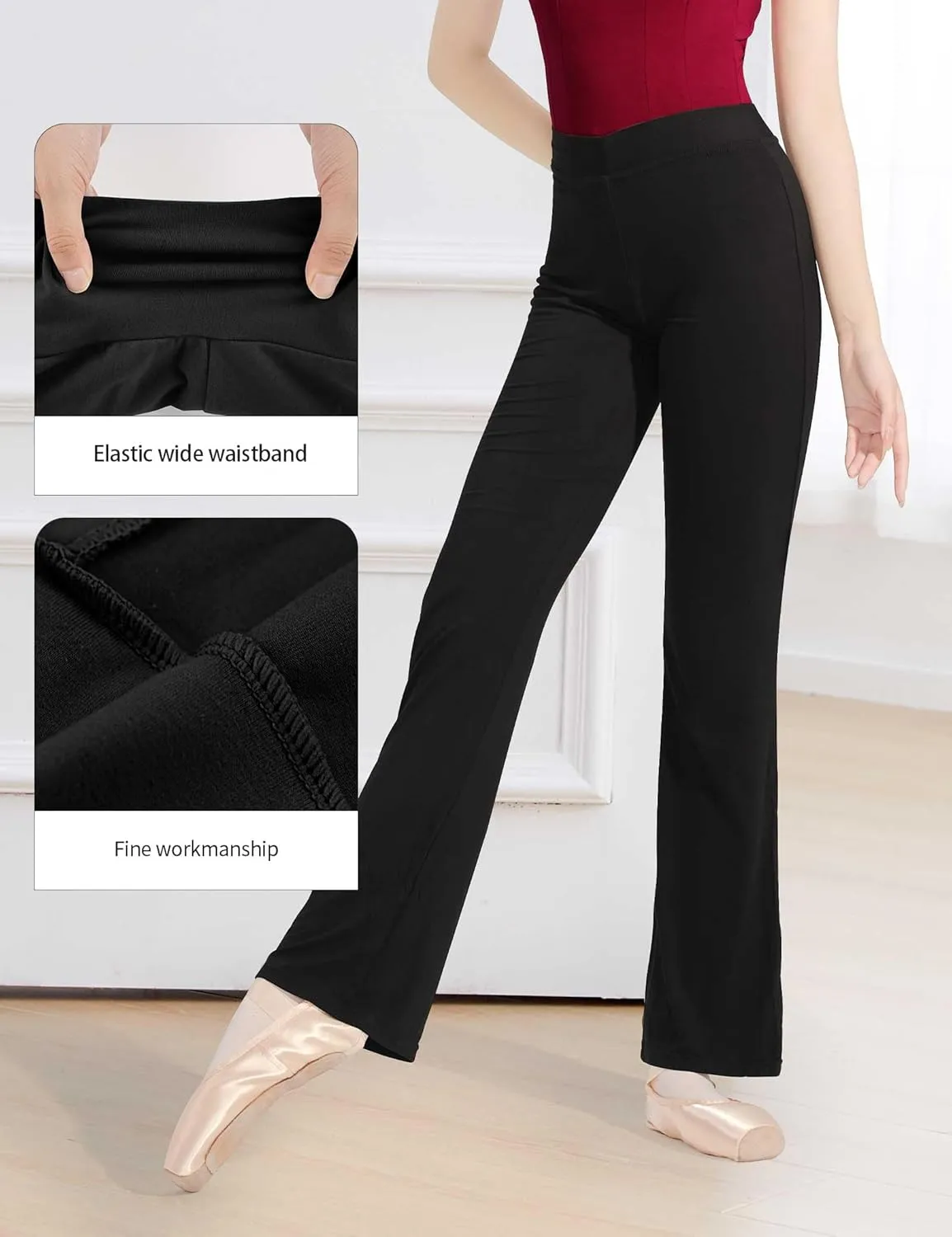 Women's Black Flared Pants Breathable Modal Legging for Ballet/Gymnastics/Yoga/Daily Wear