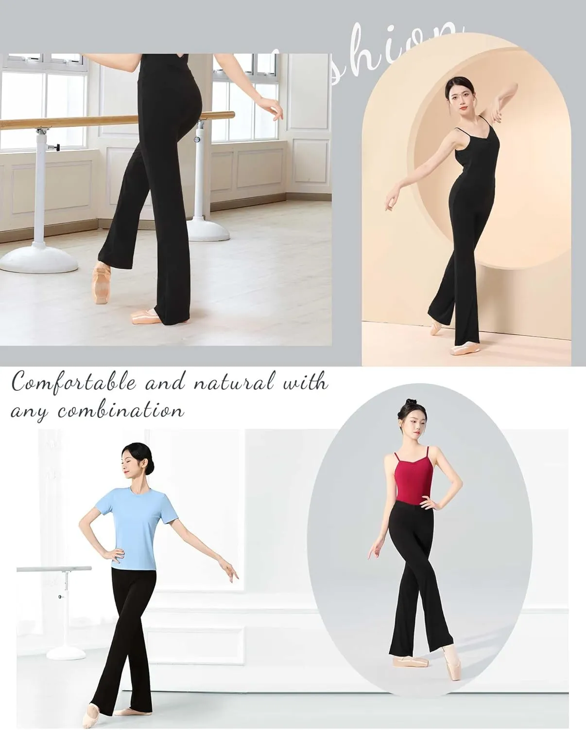 Women's Black Flared Pants Breathable Modal Legging for Ballet/Gymnastics/Yoga/Daily Wear