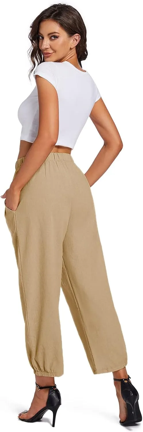 Womens Capri Yoga Pants Wide Leg Loose Comfy Lounge Cropped Capris with Pockets
