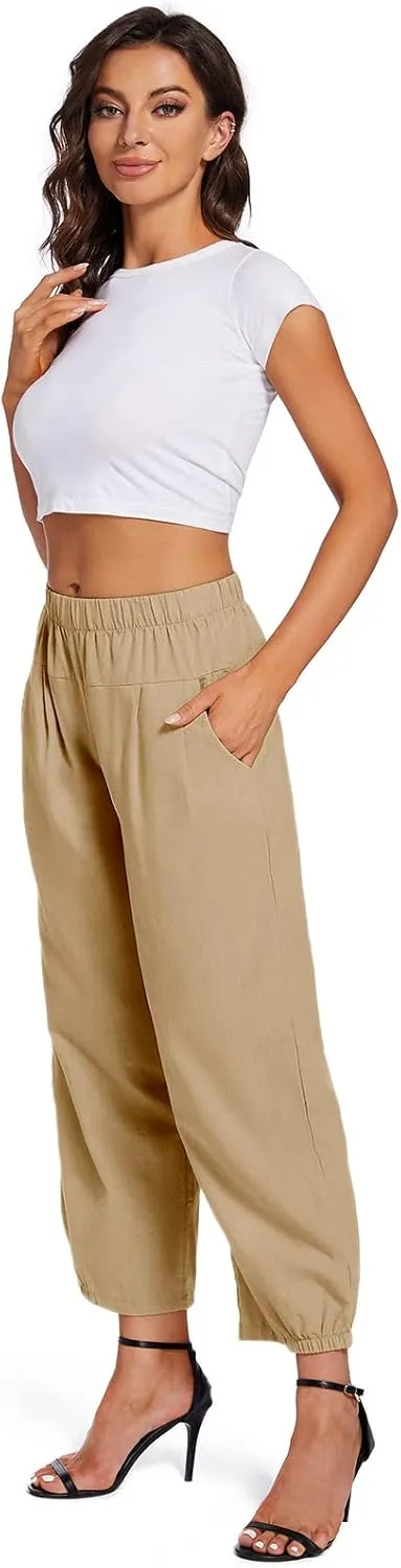 Womens Capri Yoga Pants Wide Leg Loose Comfy Lounge Cropped Capris with Pockets