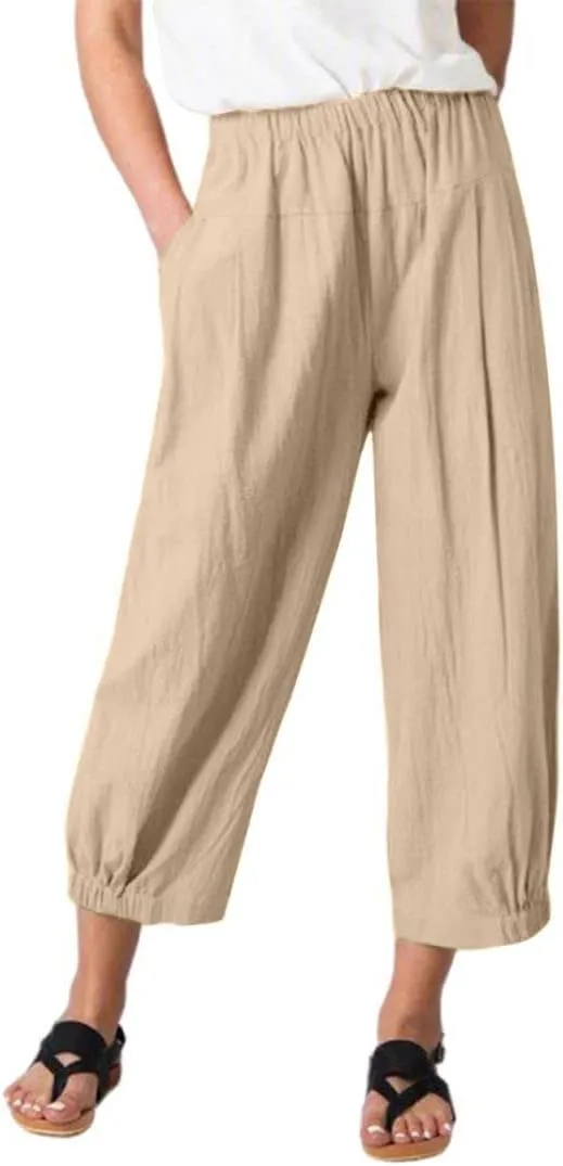 Womens Capri Yoga Pants Wide Leg Loose Comfy Lounge Cropped Capris with Pockets