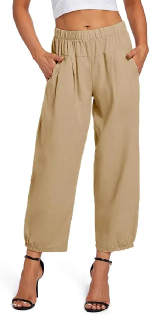 Womens Capri Yoga Pants Wide Leg Loose Comfy Lounge Cropped Capris with Pockets