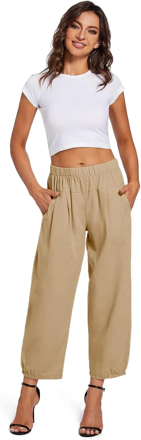 Womens Capri Yoga Pants Wide Leg Loose Comfy Lounge Cropped Capris with Pockets