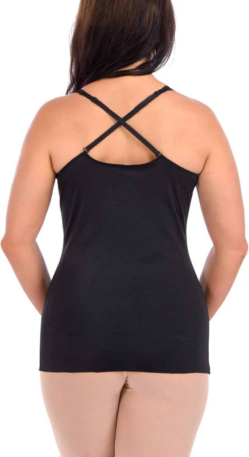 Womens Lightweight Smooth and Silky Body Shaping Camisole with Adjustable Straps and Lace Trim