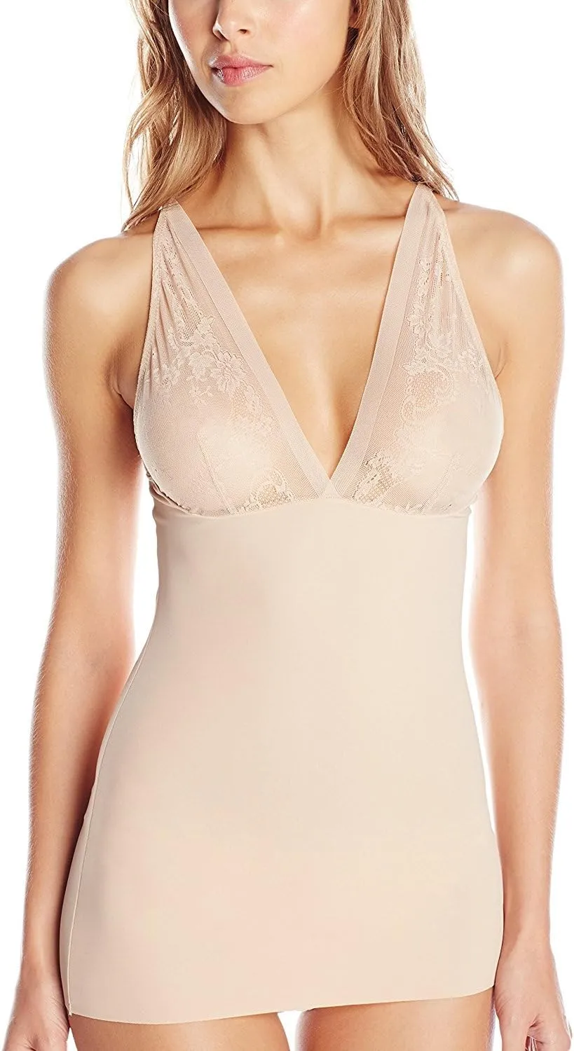 Womens Lightweight Smooth and Silky Body Shaping Camisole with Adjustable Straps and Lace Trim