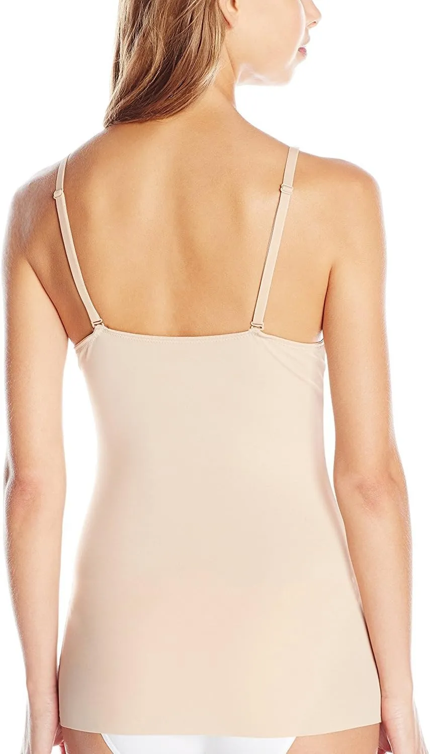 Womens Lightweight Smooth and Silky Body Shaping Camisole with Adjustable Straps and Lace Trim