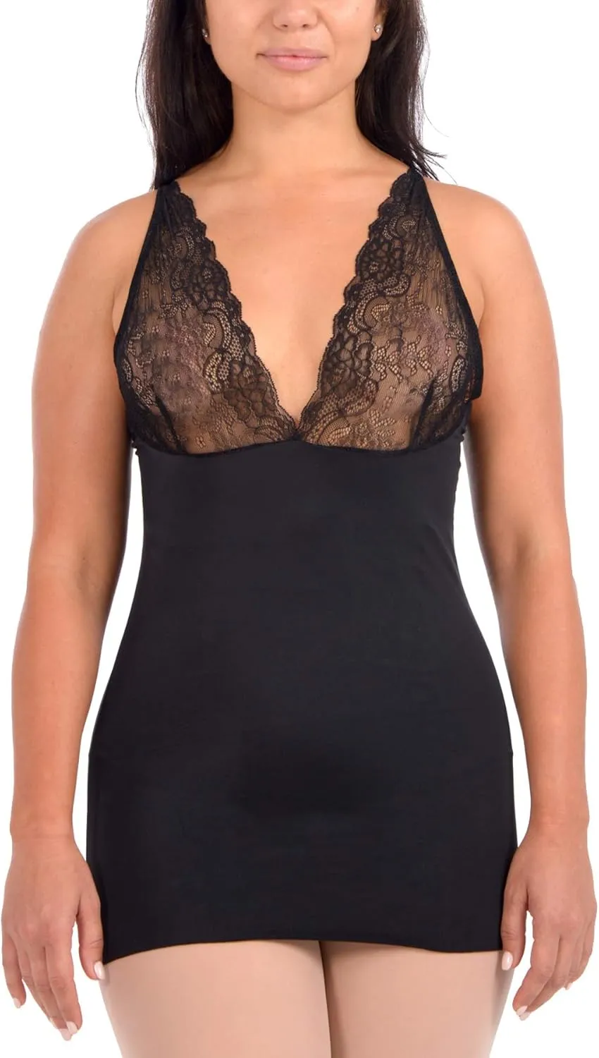 Womens Lightweight Smooth and Silky Body Shaping Camisole with Adjustable Straps and Lace Trim