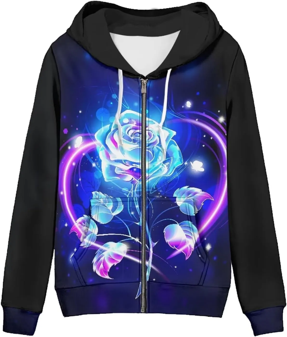 Women's Long Sleeve Hoodie with Smooth Zipper Casual Sweatshirt Y2K Hooded Cardigan Size XS-5XL