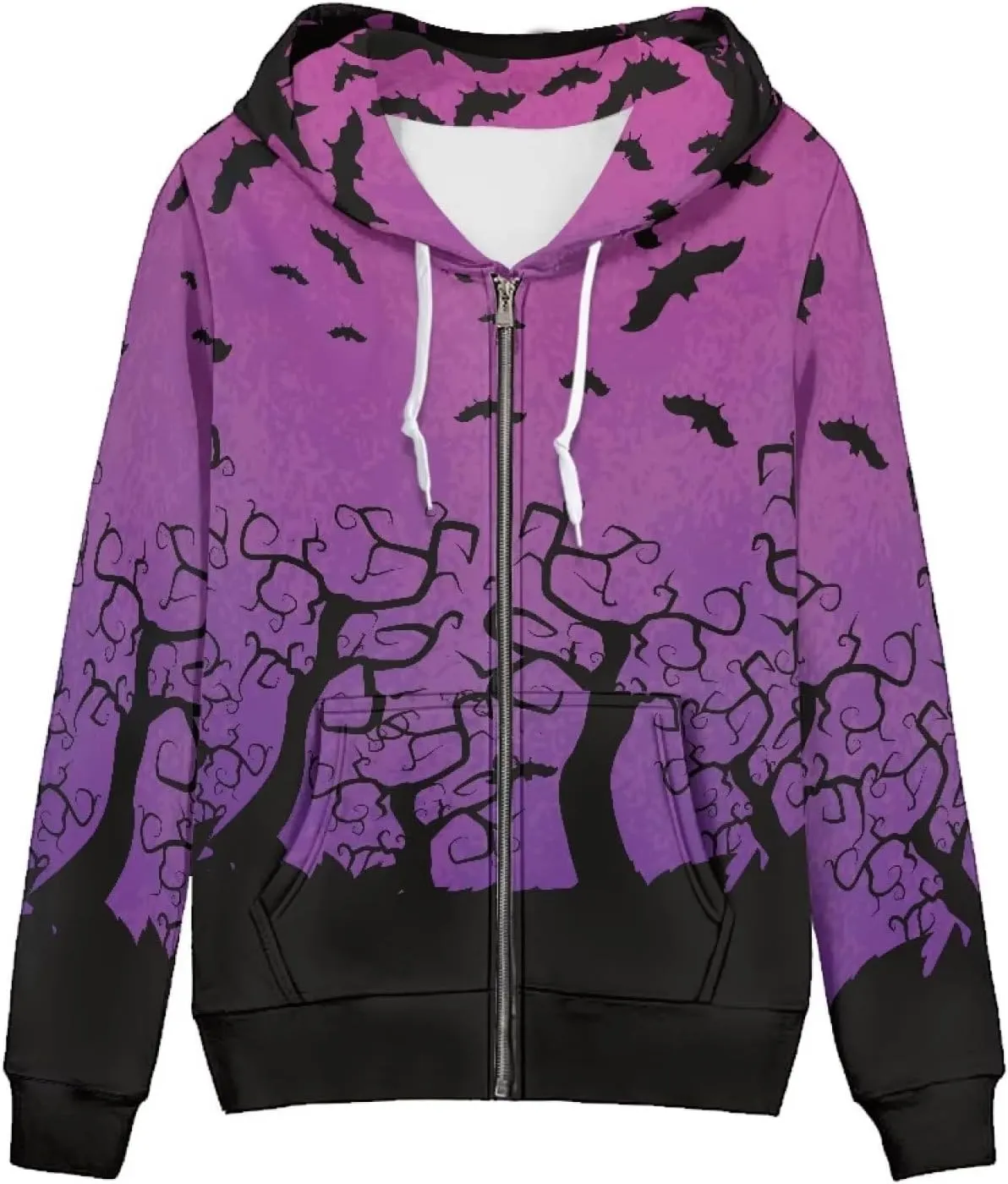 Women's Long Sleeve Hoodie with Smooth Zipper Casual Sweatshirt Y2K Hooded Cardigan Size XS-5XL