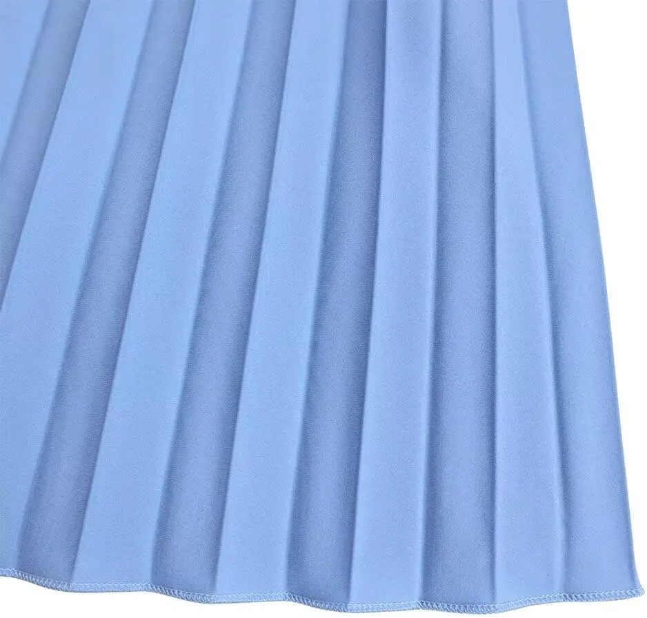 Women's Mock Neck Cloak Sleeve Pleated Keyhole Back Flowy Party Midi Short Dress