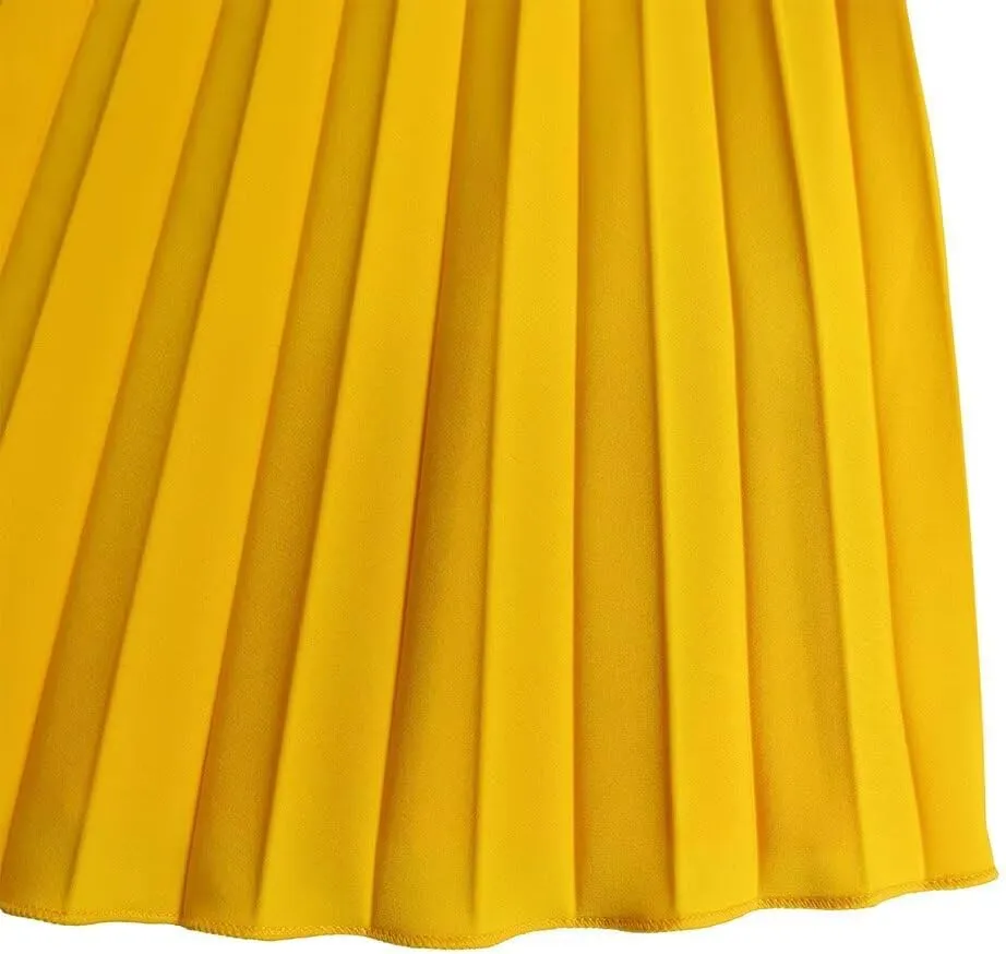 Women's Mock Neck Cloak Sleeve Pleated Keyhole Back Flowy Party Midi Short Dress