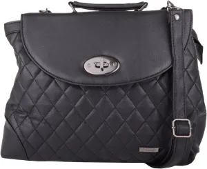 Womens Smooth Faux Leather Satchel/Cross Body/Shoulder Bag - Black