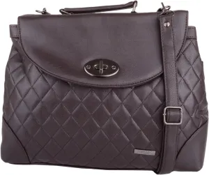 Womens Smooth Faux Leather Satchel/Cross Body/Shoulder Bag - Dark Brown