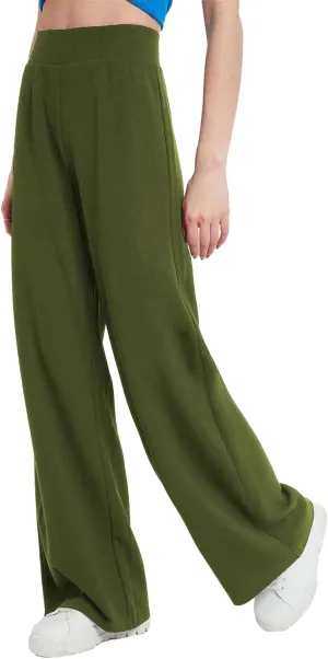 Women's Stretchy Wide Leg Pants High Waist Business Work Casual Trouser Solid Color Comfy