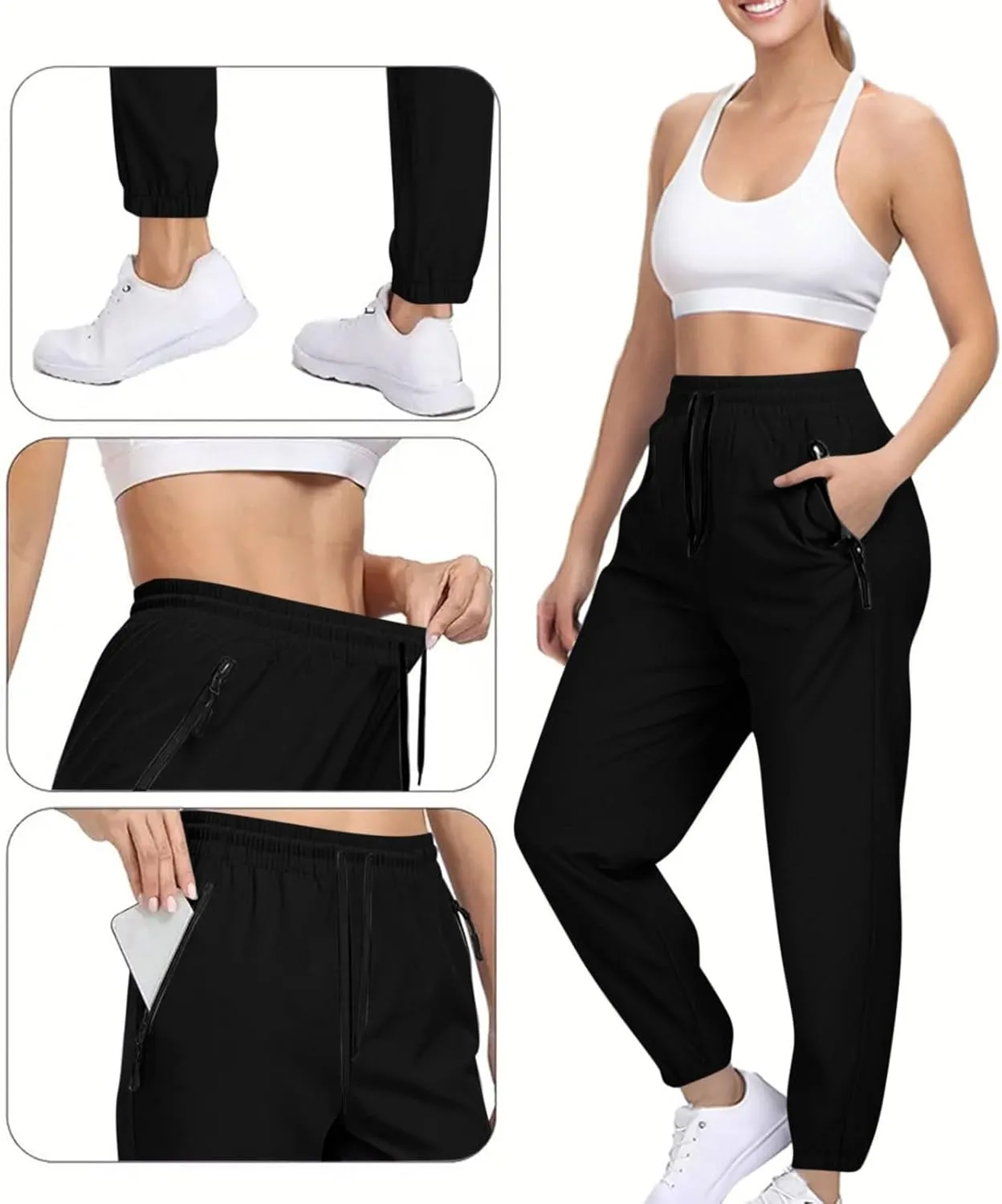 Womens Summer Pants Drawstring High Waist Athletic Pants Loose Fit Comfy Casual Workout Trousers with Pockets 2025