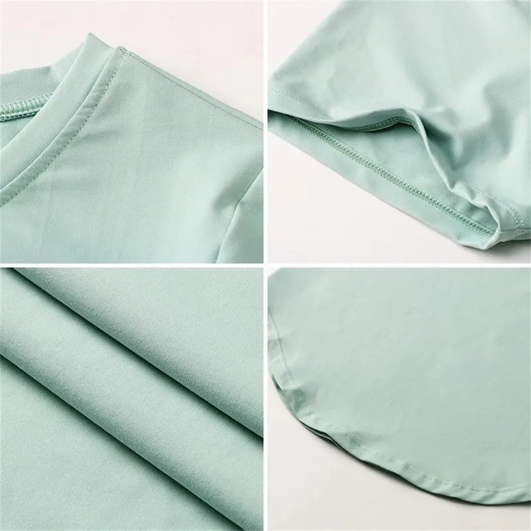 Women's Summer Quick Dry Breathable T Shirts Short Sleeve Solid Color Loose Shirts Running Sport Stretch Tops