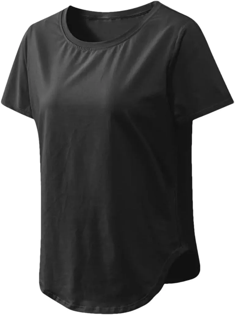 Women's Summer Quick Dry Breathable T Shirts Short Sleeve Solid Color Loose Shirts Running Sport Stretch Tops