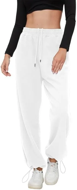 Women's Wide Leg Pants with Pockets Casual Sweatpants Elastic Waist Drawstring Comfy Lounge Flowy Pants