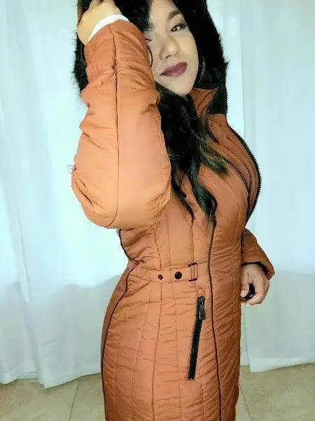 Women's Winter Coat Mid-Length Hooded Quilted