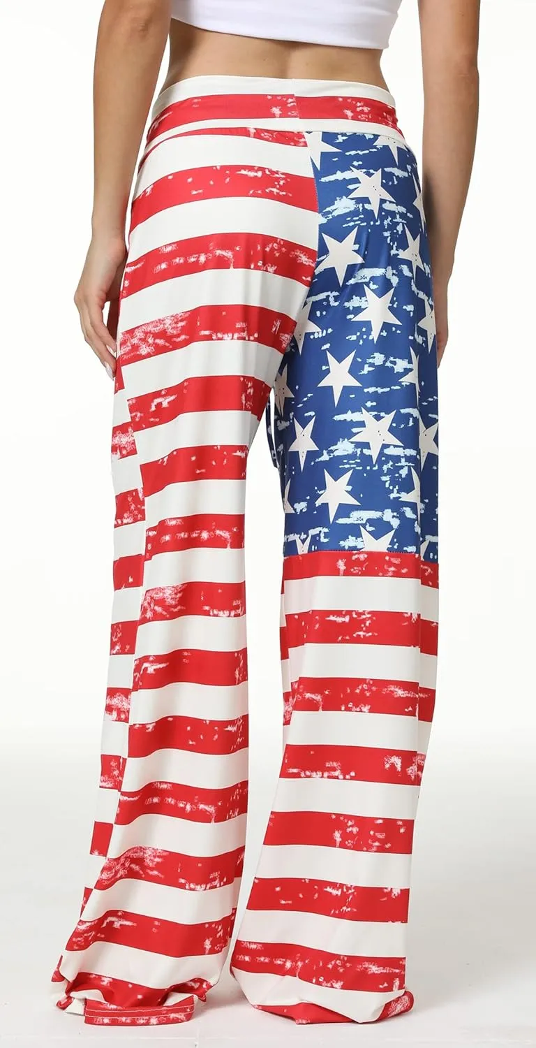 X-Image Women's Comfy Pajama Lounge Pants Floral Print Drawstring Jogger Wide Leg Athletic Pants